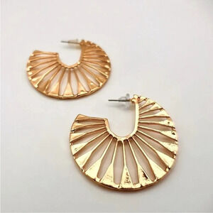 Sunburst Gold Hoop Earrings